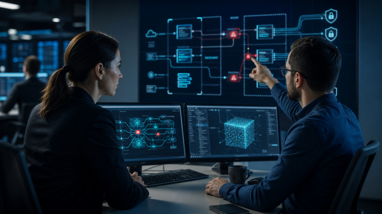Web project team using AI-assisted research for content operations