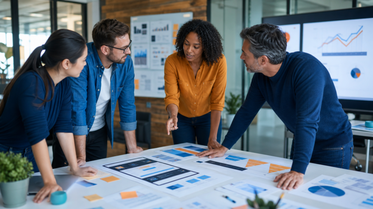 Web project team using AI agents for content operations